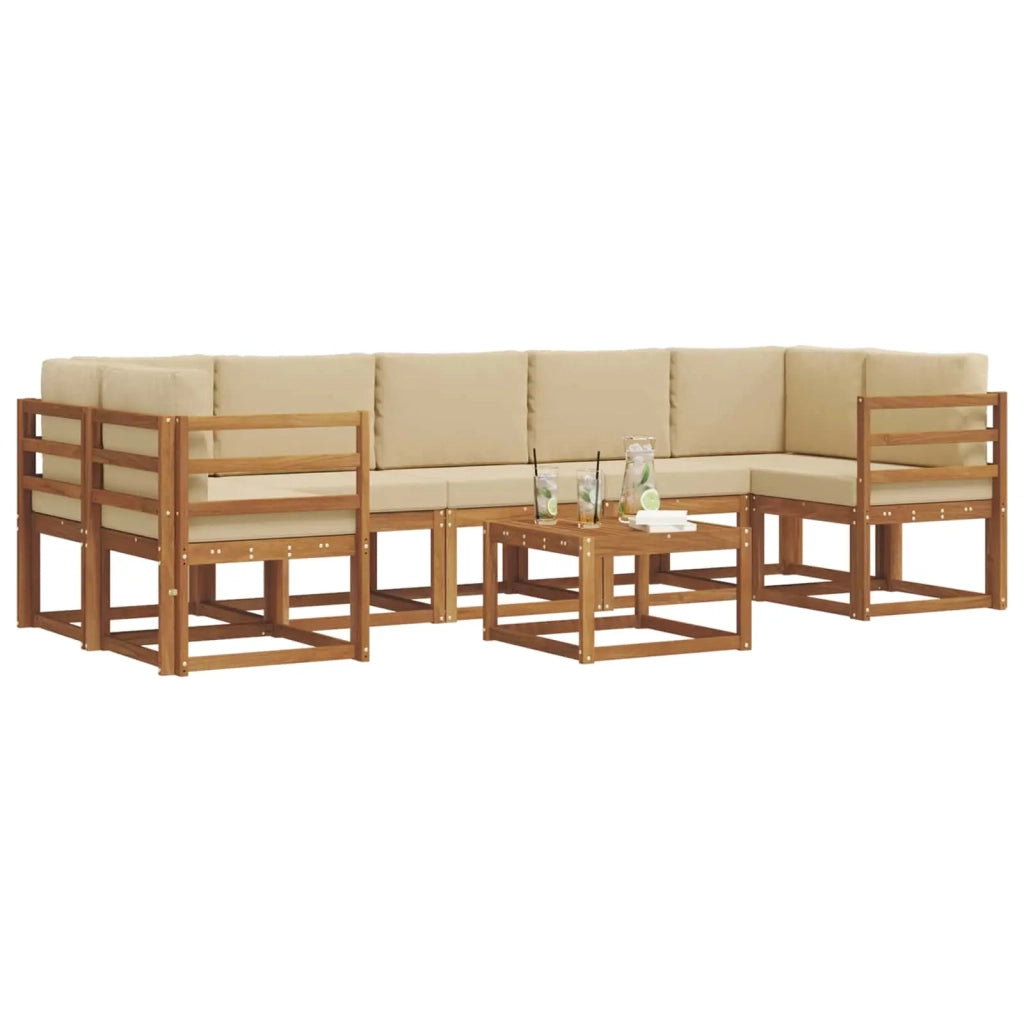 Set di divani da esterno con cuscino 8 pcs Naturale e Beige 3366136