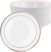 Piatti in plastica riciclabili con bordo dorato - 40 pezzi - Piatti per feste dorati - Matrimoni, feste, compleanni - 18 cm