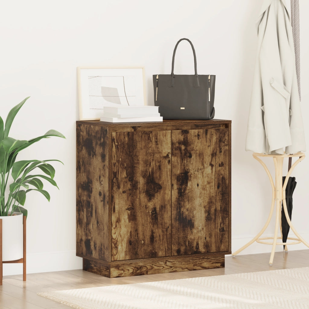 Sideboard  con LED in rovere affumicato 71x34,5x75 cm in legno ingegnerizzato