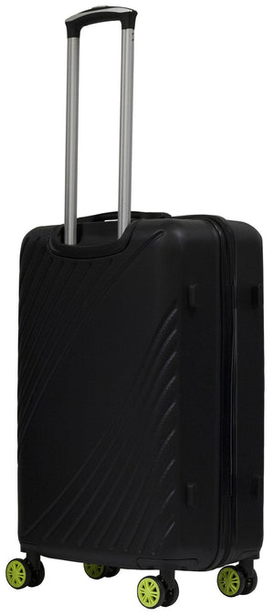 Set 3 Valigie Trolley Rigide in ABS 4 Ruote TSA Ravizzoni Fresh Nero e Giallo Fluo