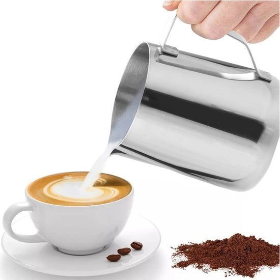 Ciotola per latte in acciaio inossidabile - ciotola per misurare il latte - crema per caffè - contenitore per schiuma di latte - tazza per espresso - 350ml/12 fl.oz