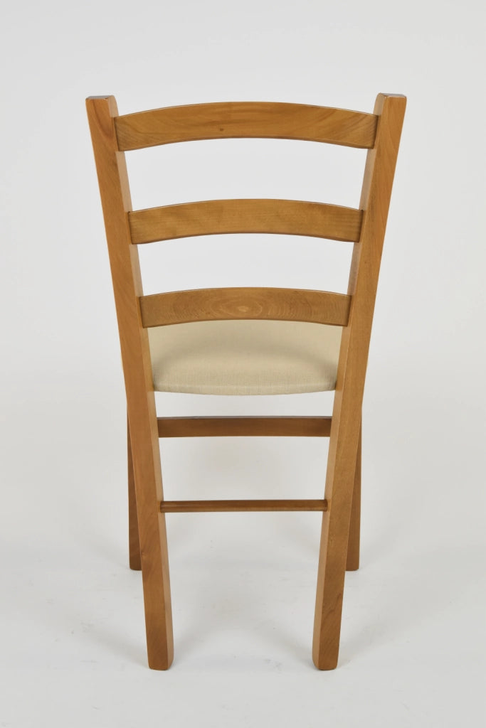 Set 4 Sedie Venice Tommychairs, struttura in faggio verniciata in color rovere e seduta rivestita in tessuto canapa