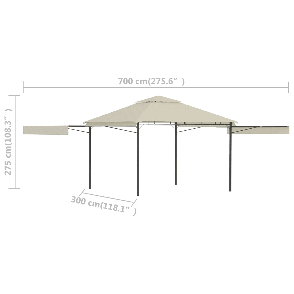 Gazebo con Tetto Doppio Estendibile 3x3x2,75 m Crema 180 g/mÂ²