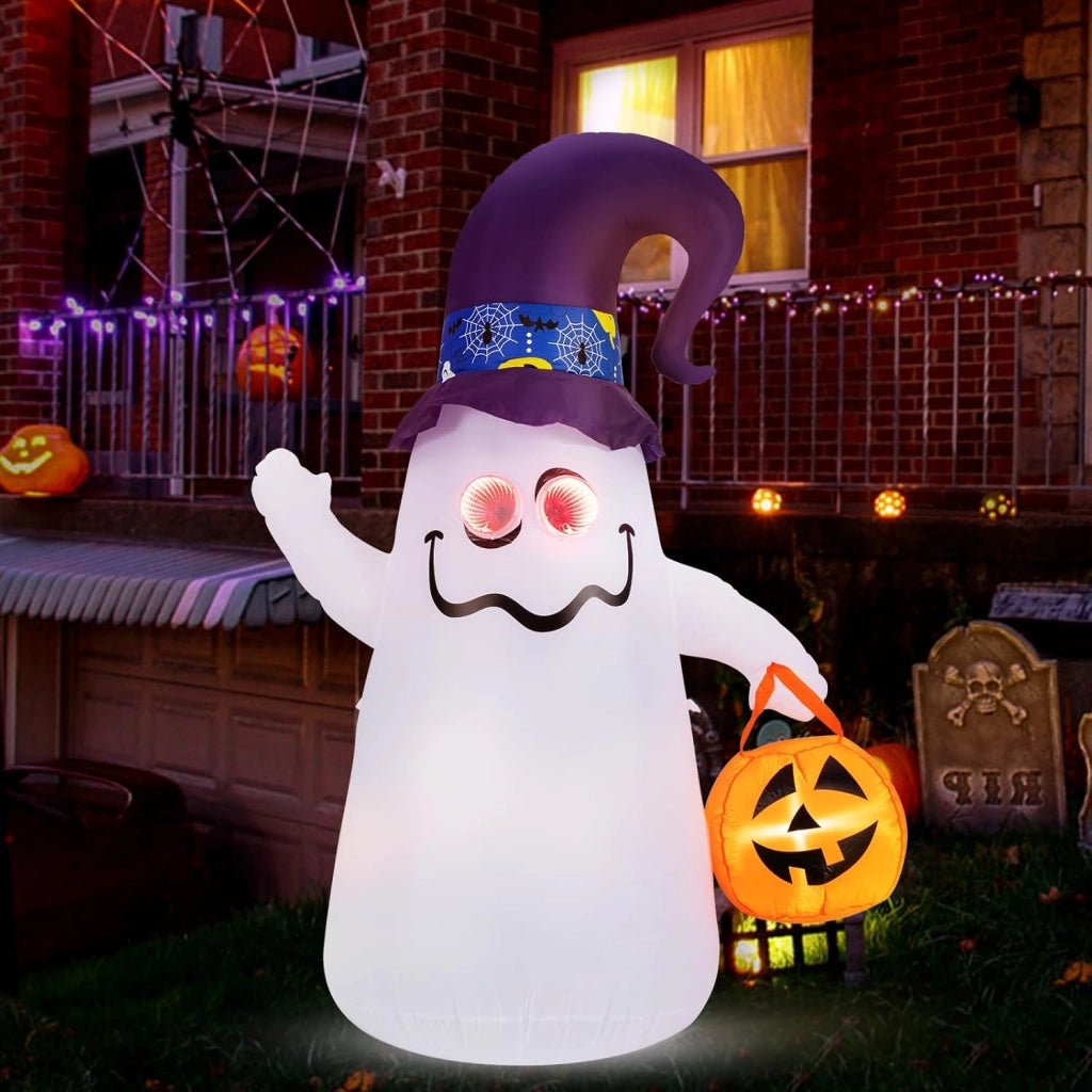 Decorazione Halloween, Fantome Halloween con Zucca Gonfiabile, Luci agli Occhi e Luce LED Brillante, Soffiatore Integrato, Costruzione Stabile, Decorazione Halloween Interni ed Esterni
