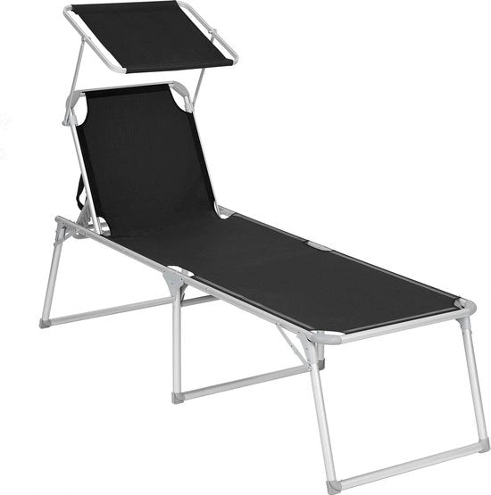 Sedia esterna extra grande, 65 x 200 x 48 cm, carico massimo 150 kg, con tettoia solare, schienale regolabile, ripiegabile, per giardino...
