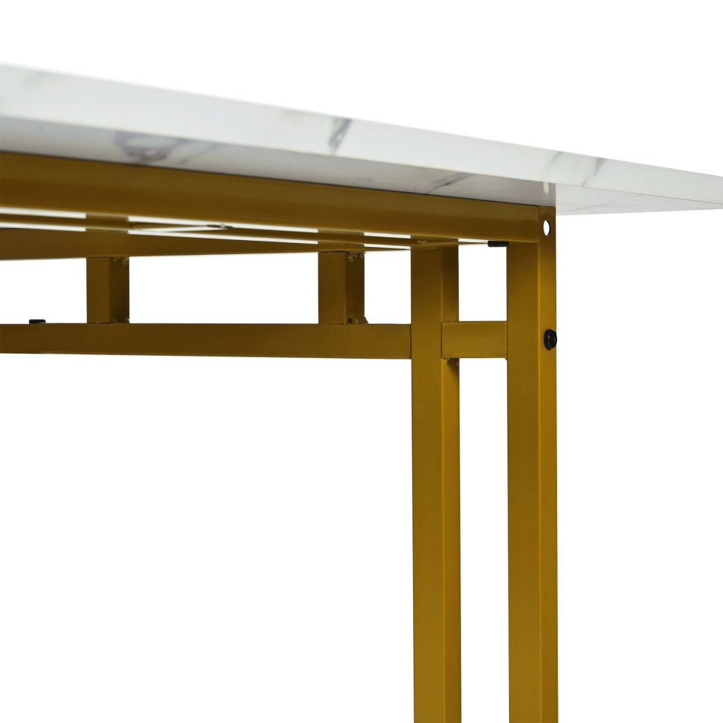 Tavolo da pranzo moderno in MDF con gambe in metallo dorato design leggero per sala da pranzo e soggiorno
