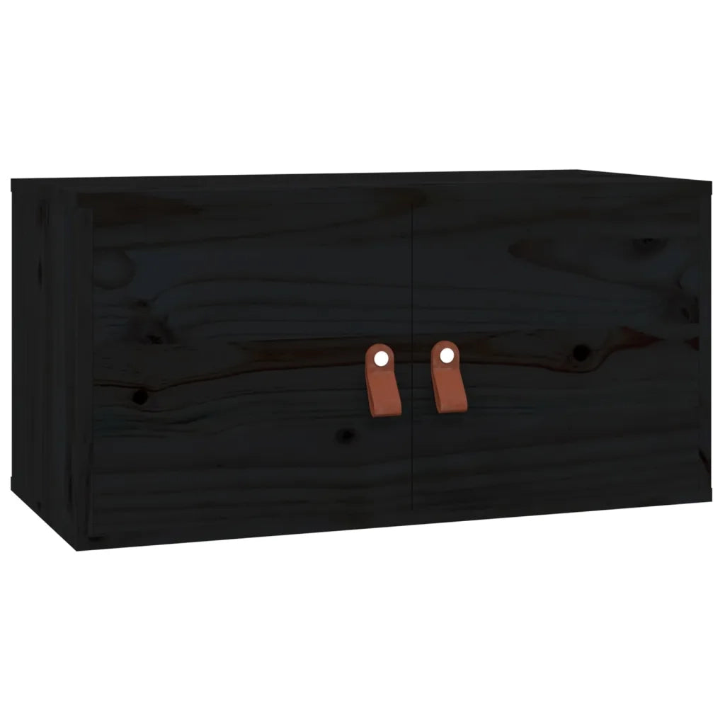 Pensili 2 pz Neri 60x30x30 cm in Legno Massello di Pino 818374