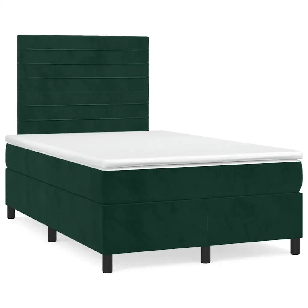 Letto a Molle con Materasso e LED Verde Scuro 120x190cm Velluto 3270320
