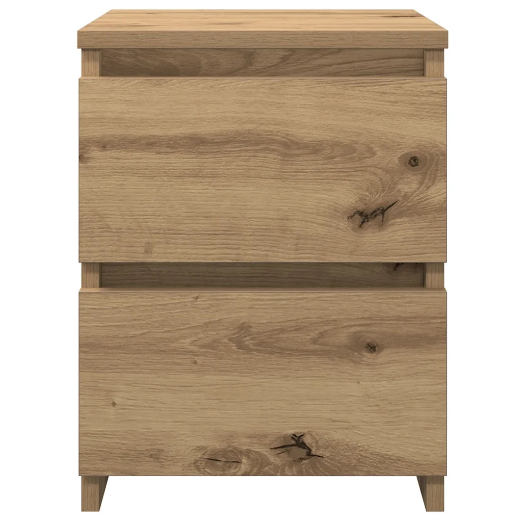 Comodini 2pz-Set di 2 Tavolino da notte Rovere Artigianale 30x30x40cm in Legno Multistrato