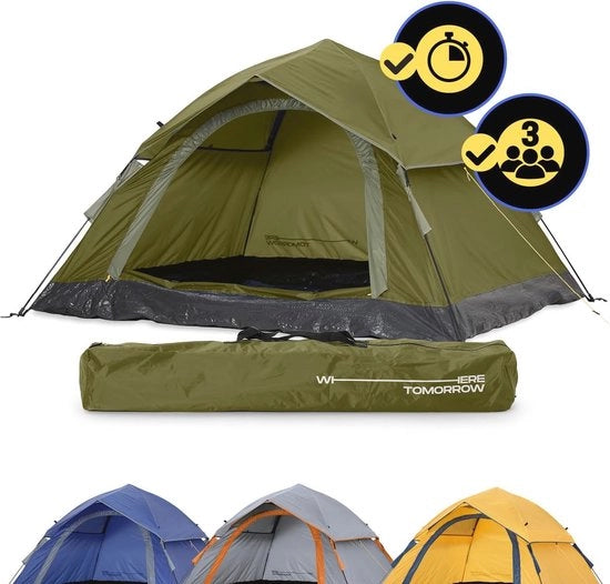 Tenda da Campeggio Leggera per 2-3 Persone | Impermeabile e Rapida da Montare | Ideale per Escursioni e Festival | Protezione contro Vento e Sole