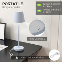 Lampada da Tavolo Portatile Ø11,2x36,5 cm in Acrilico e Metallo Grigio