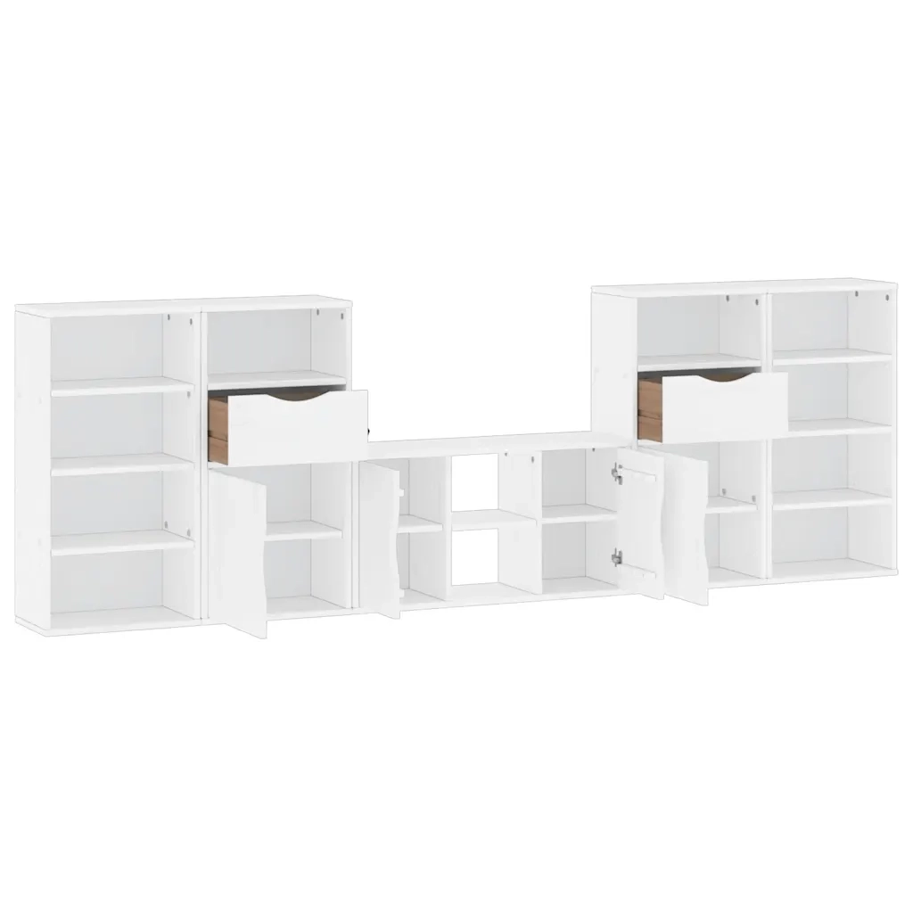 Mobile TV 5 pz con Contenitore ODDA Bianco in Legno di Pino 3365371