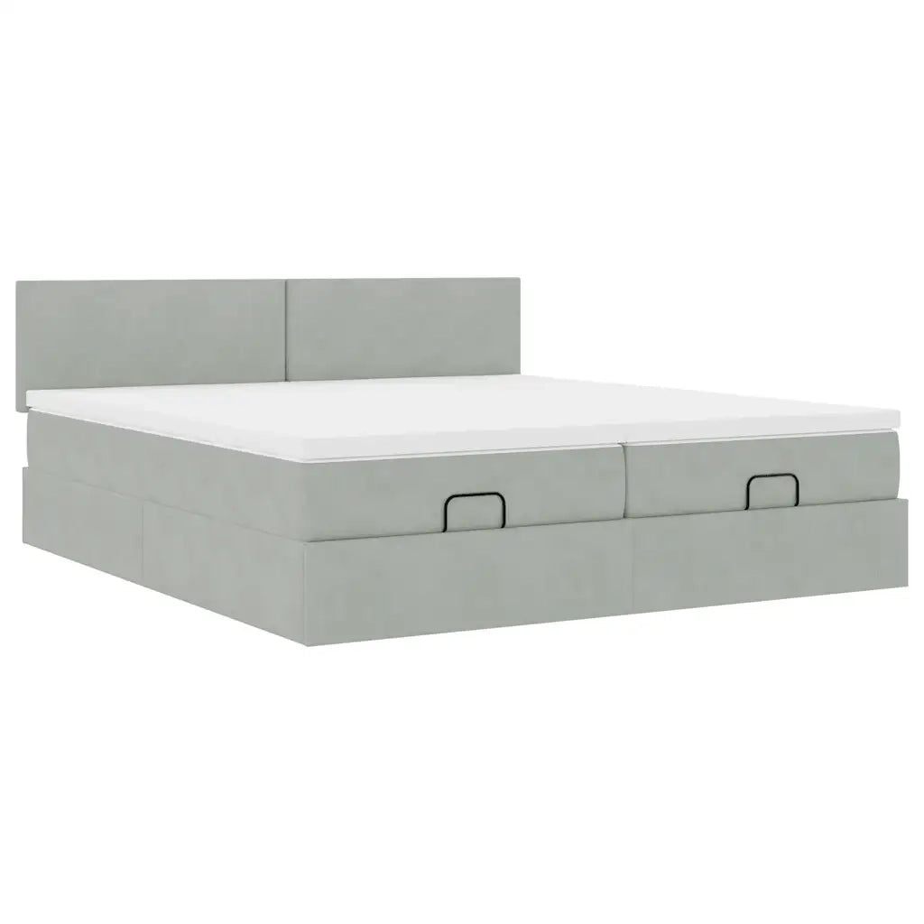 Struttura Letto Pouf con Materassi 180x200 cm Velluto