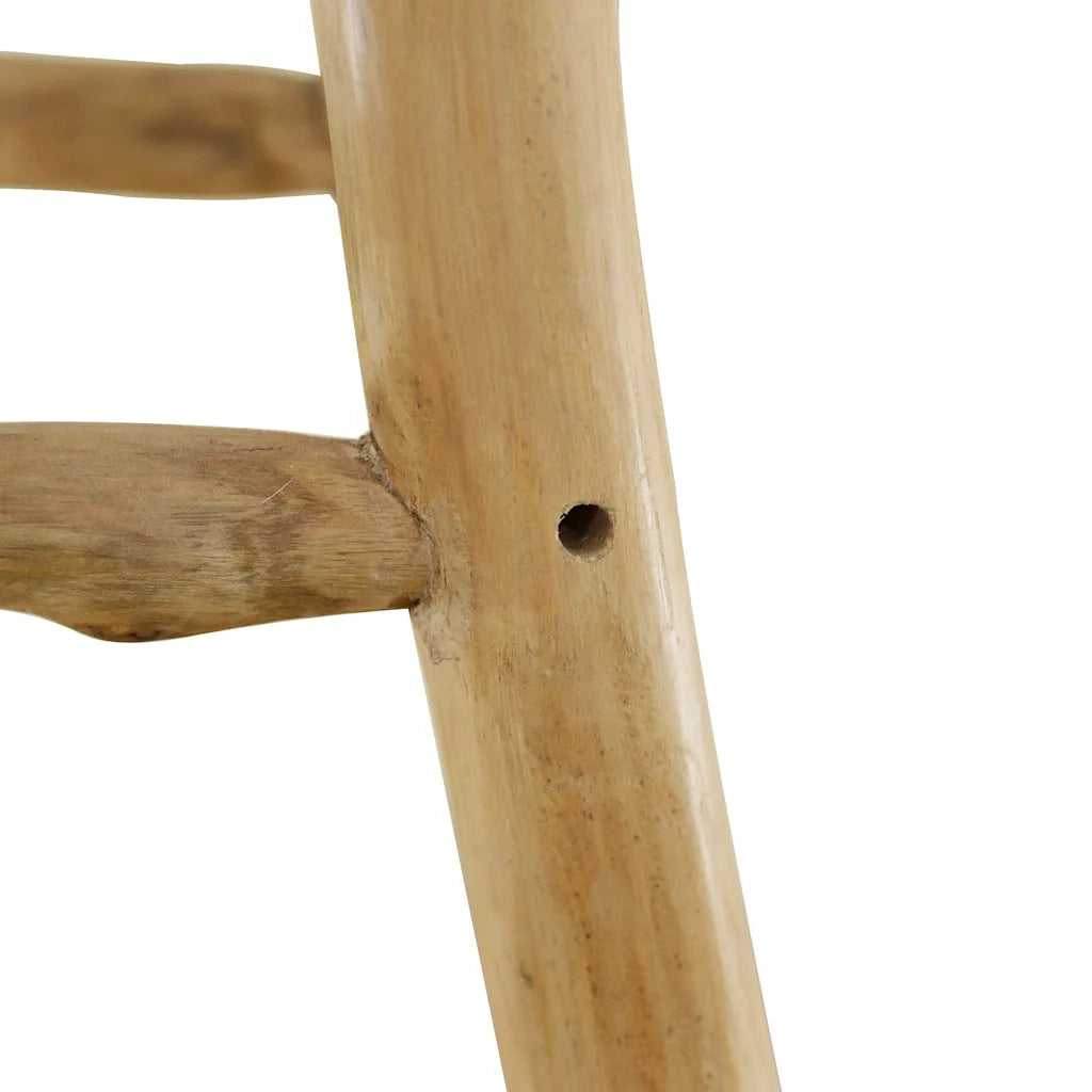 Sgabello da Bar in Vera Pelle e Legno Massello di Teak cod mxl 67991