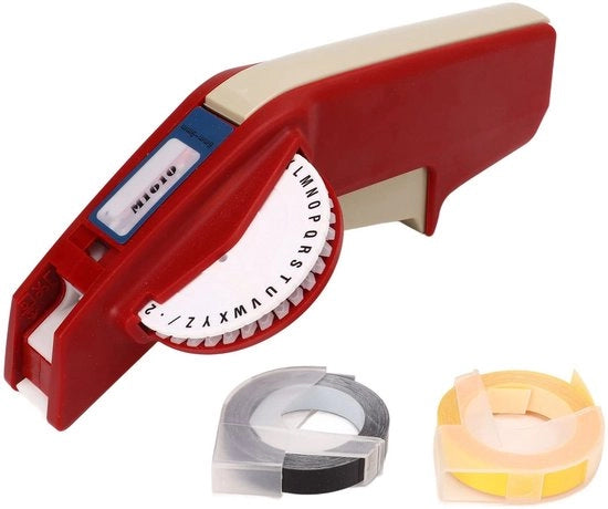 Etichettatrice portatile con stampante a rilievo - 2 bande a rilievo - Stampante manuale - Materiale ABS duraturo - Funzione di stampa con un solo tocco - Macchina per etichettatura