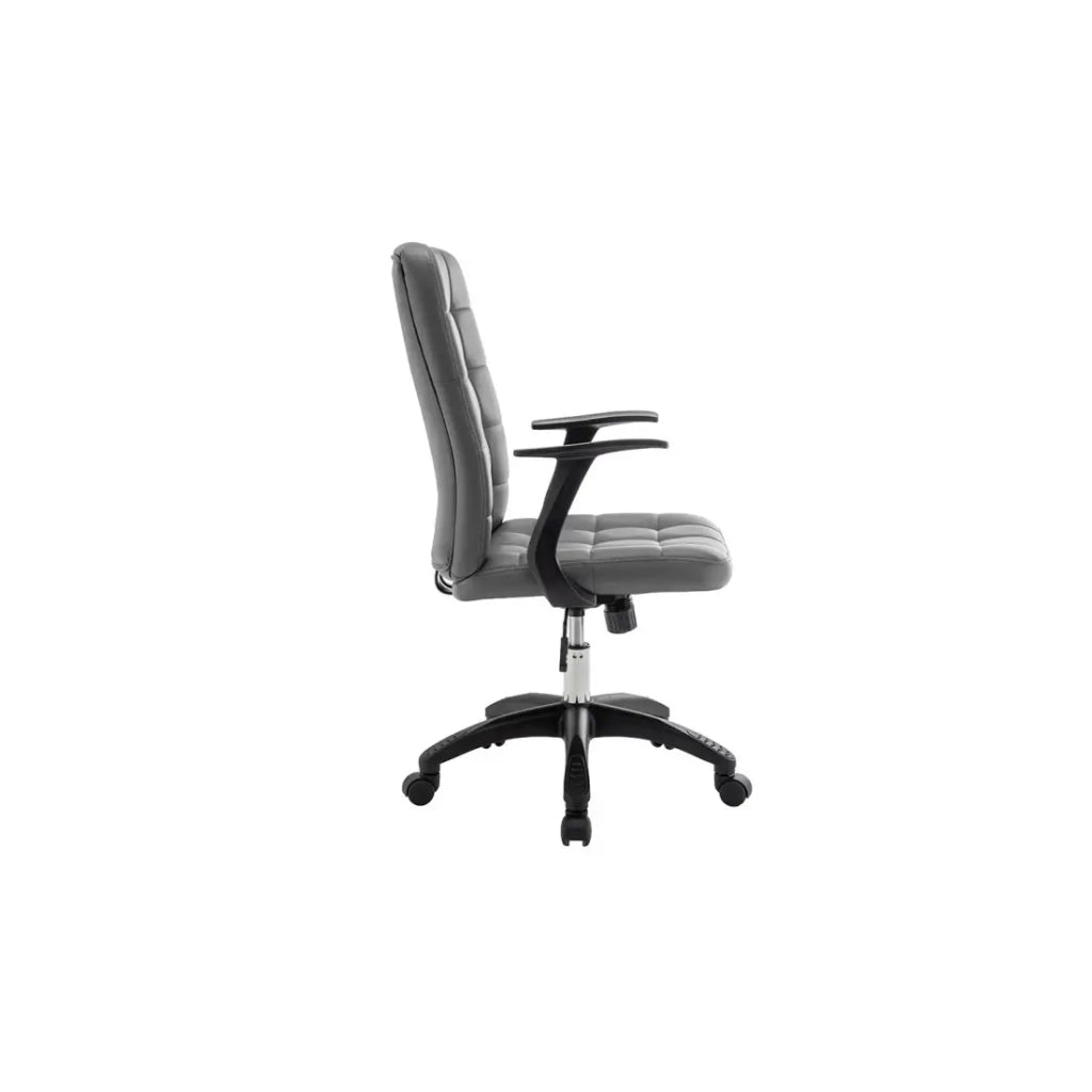 Sedia da ufficio KARDEN – Tessuto grigio – Braccioli – Girevole – Piedi in metallo – Design ergonomico e contemporaneo