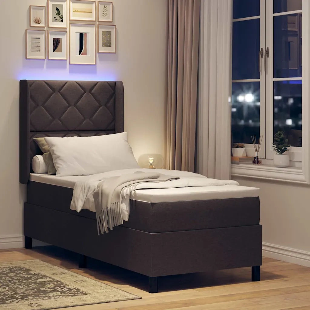 Letto a Sorgente LED Marrone Scuro 80 x 200 cm Tessuto 3343535