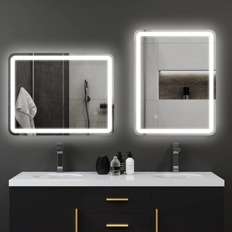 SPECCHIO BAGNO LED 70x90 cm Argento, Touch, Anti-appannamento