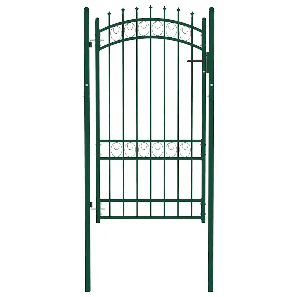 Cancello per Recinzione con Punte in Acciaio 100x175 cm Verde cod mxl 33002