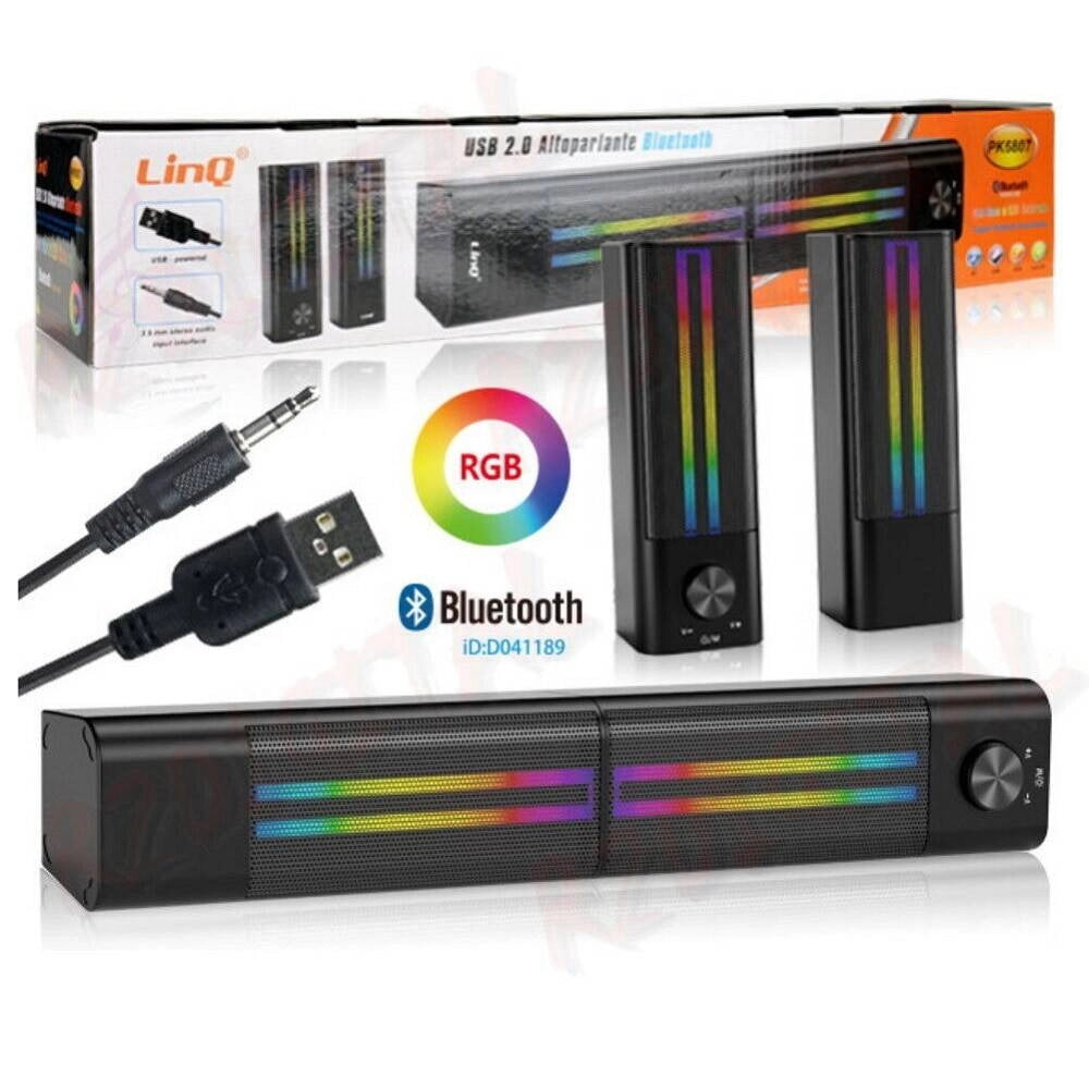 Trade Shop - Casse Soundbar Barra Audio Usb 2.0 Speaker Blutooth Led Rgb Home Theatre Pk6807 -