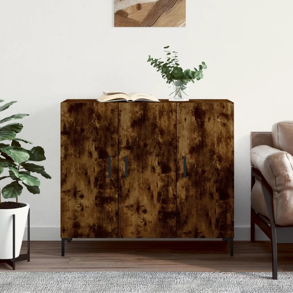 Credenza-Buffet-Armadio da cucina Rovere Fumo 90x34x80 cm in Legno Multistrato 638875