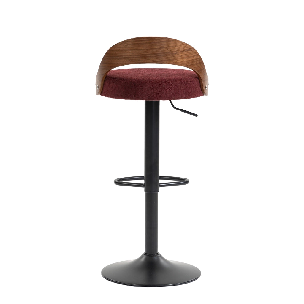 Sgabello da Bar Girevole con Schienale ¨C MINIMAL ¨C Noce Nero, Seduta in PU, Altezza Regolabile