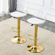 Sgabelli da bar set da 2 con schienale trasparente girevole a 360° e altezza regolabile in metallo oro e base stabile