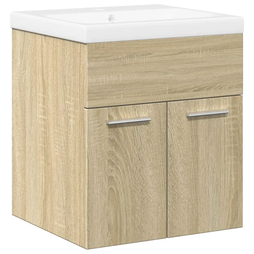 Set Mobili da Bagno 2 pz Rovere Sonoma in Legno Multistrato