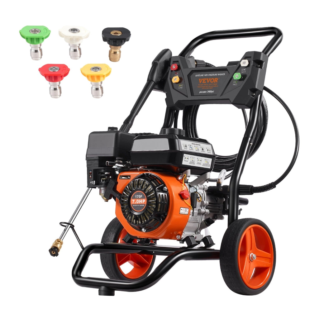 Idropulitrice ad Alta Pressione a Gas 170D 10 L/min con Pompa in Alluminio e 5 Ugelli, per Giardino, Cortili e Auto