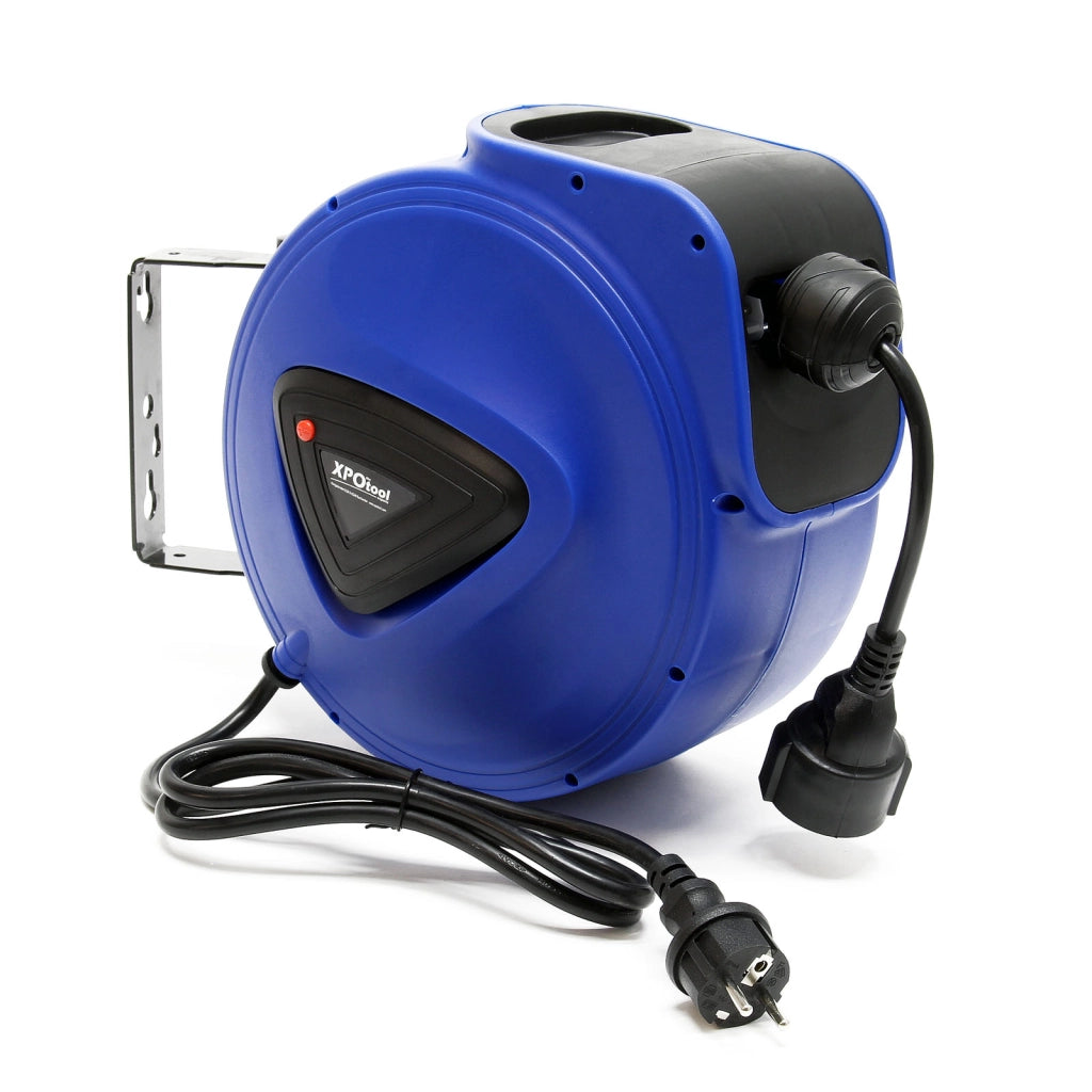 Avvolgicavo automatico 15m orientabile a 180°, con supporto a parete e materiale di montaggio