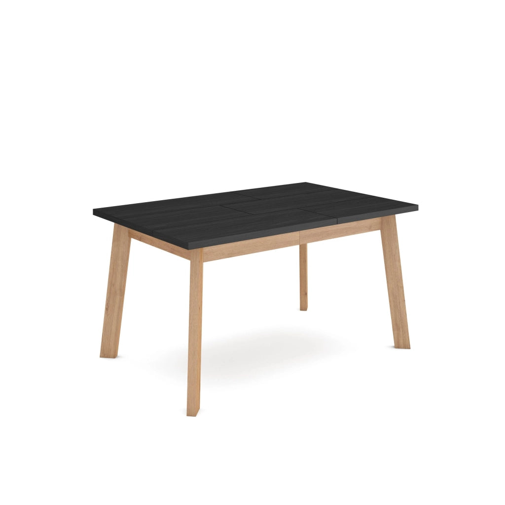 Tavolo da Pranzo, 140x90x74cm, Per 6 persone, Gambe in legno, colore Rovere e nero RF2905