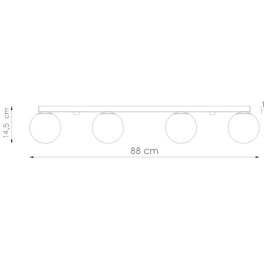 Lampada da soffitto YOLI French Sky in acciaio nero e vetro, moderna a 4 luci