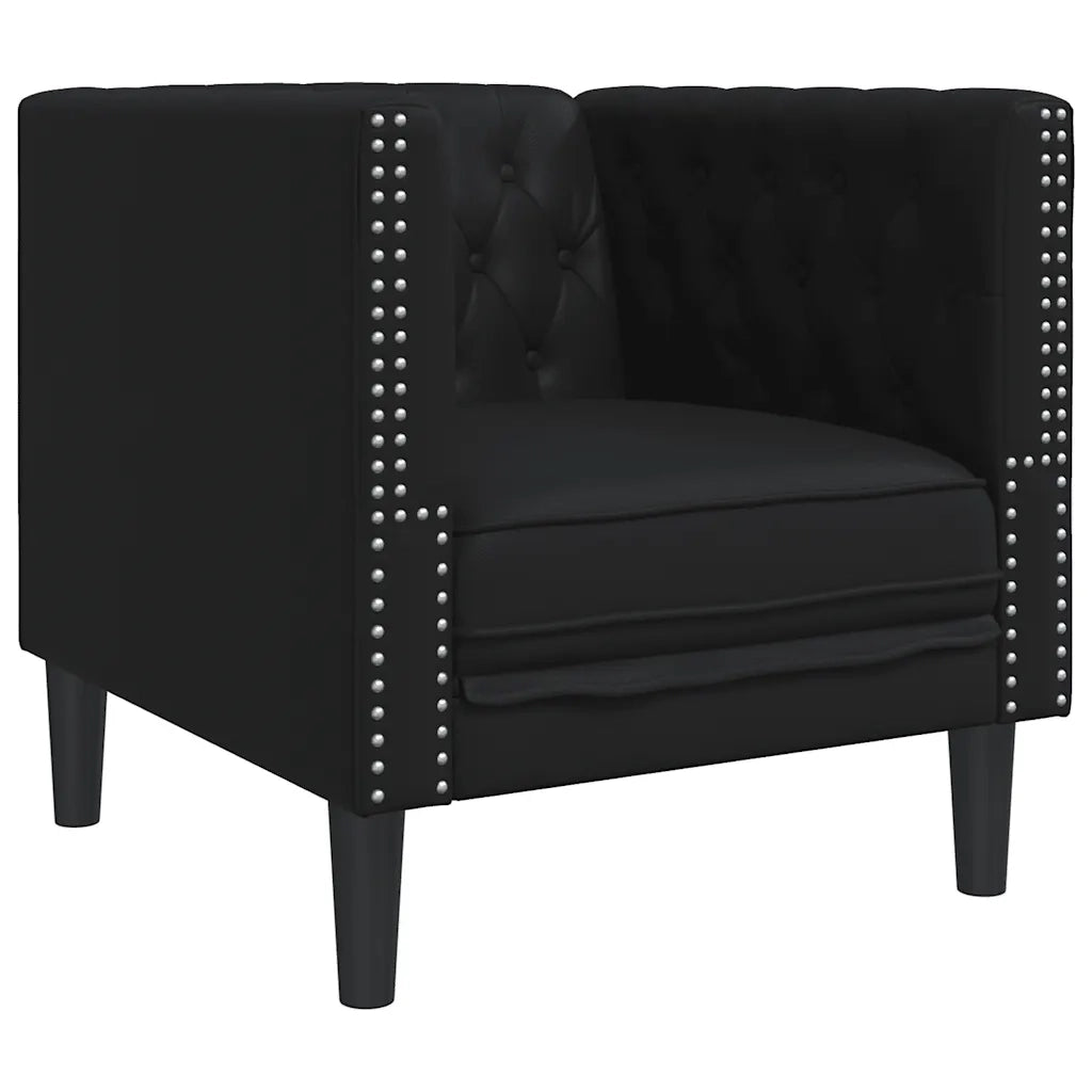 Divano Sedia-Poltrona Chesterfield Nera in Similpelle