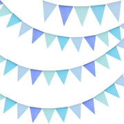 Vettore da giardino blu, 12 metri, resistente all'acqua, con 36 bandierine, set di 3 vettori in juta per festa, compleanno, nursery