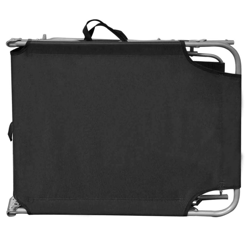 Sedia a sdraio pieghevole lettino prendisole letto da giardino mobili da giardino con baldacchino in alluminio nero 02_0012830