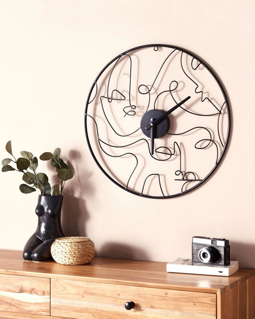 Orologio da parete tondo in ferro e metallo nero ø 50 cm soggiorno camera da letto