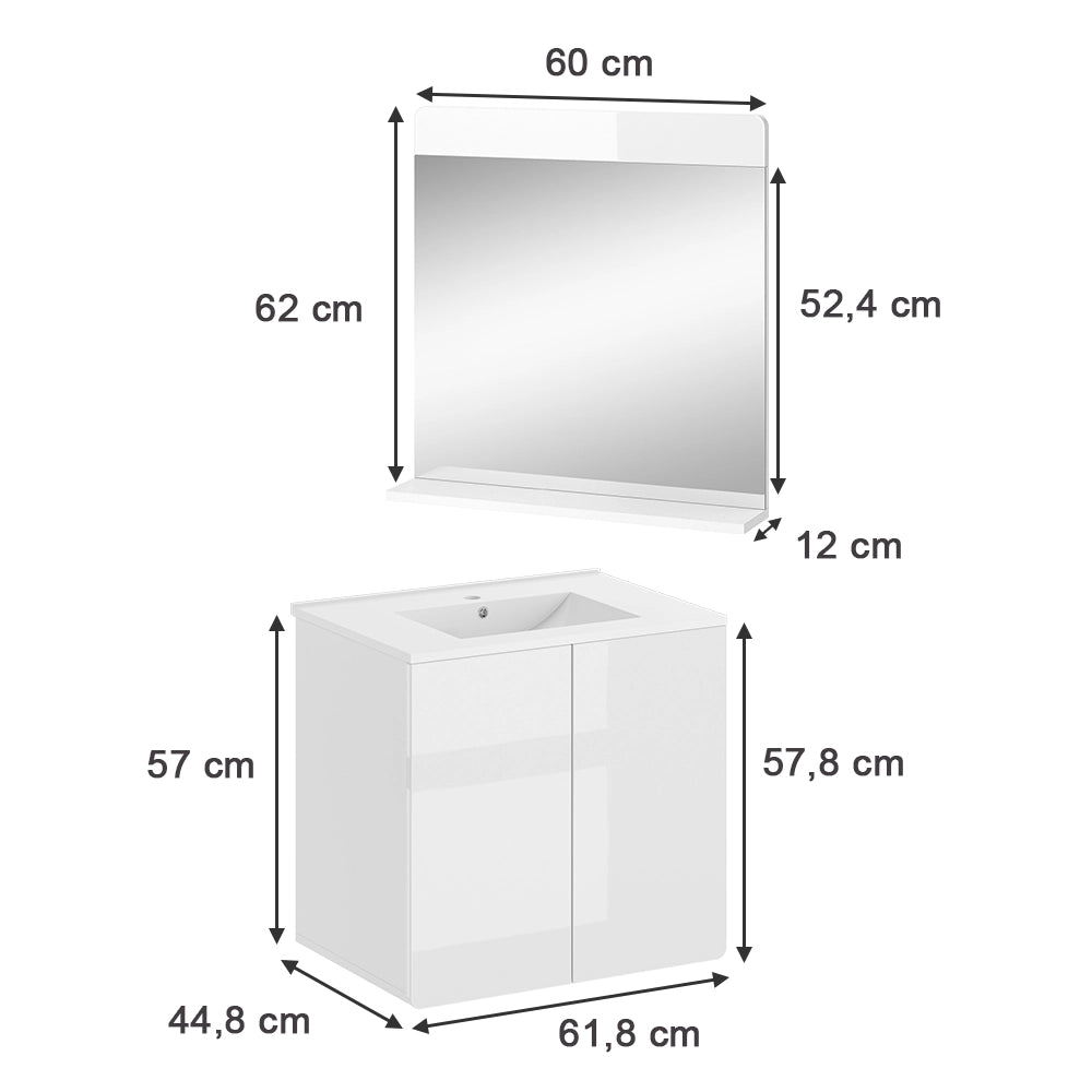 Vicco Set mobili bagno Bianco 2 parti