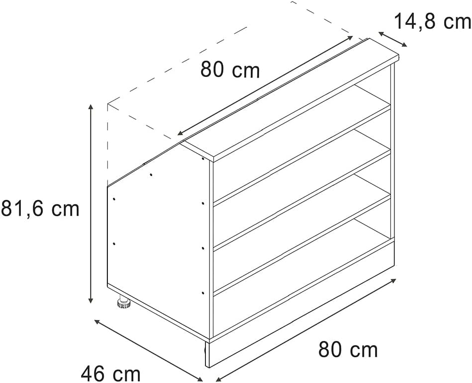 Mobile sottotetto Rion, Bianco, 80 x 81.6 cm con 4 scomparti, adatto per il salvaspazio sotto tetti spioventi