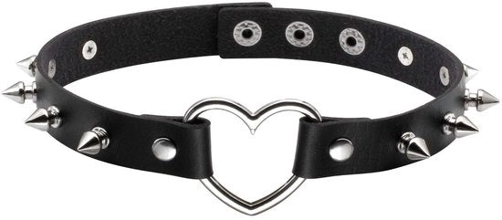 Collier a Choker Punk Stile - Accento al Cuore - PU Pelle - Spiked - Adatto per Feste - Diverse Stili - Collare per il collo