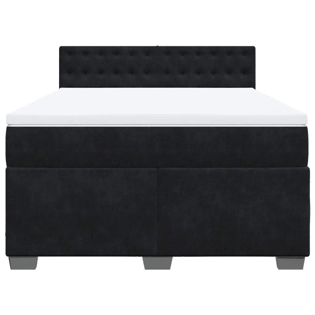 Giroletto a Molle con Materasso Nero 160x200 cm in Velluto 3286368