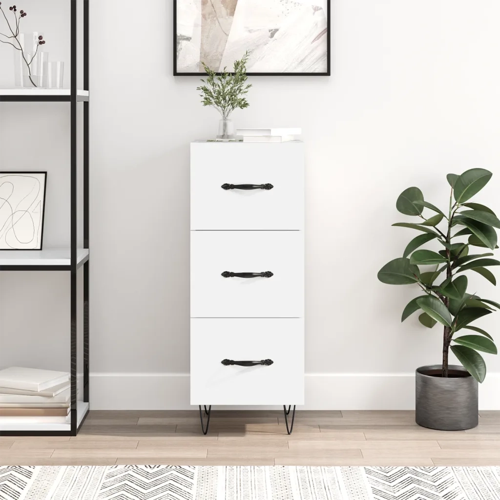 Credenza-Buffet-Armadio da cucina Bianca 34,5x34x90 cm in Legno Multistrato 479392