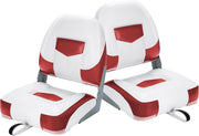 Sedile Barca con Schienale Pieghevole, Sedia da Barca Ergonomica in PVC e PP, Portata Fino a 110 kg, 50x52x42 cm (Rosso)