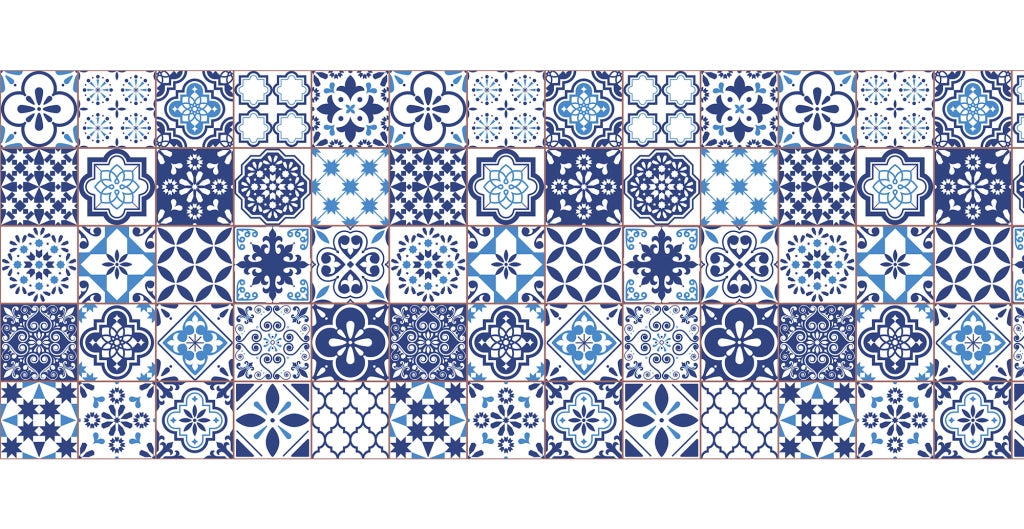 Tappeto passatoia fantasia made in Italy antiscivolo lavabile aderente Fantasia Maiolica , Piastrelle 421 - 50x350cm