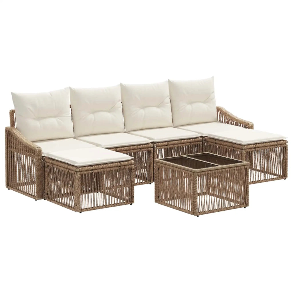 Set Divano da Giardino 7 pcs Beige polyrattan 3436089
