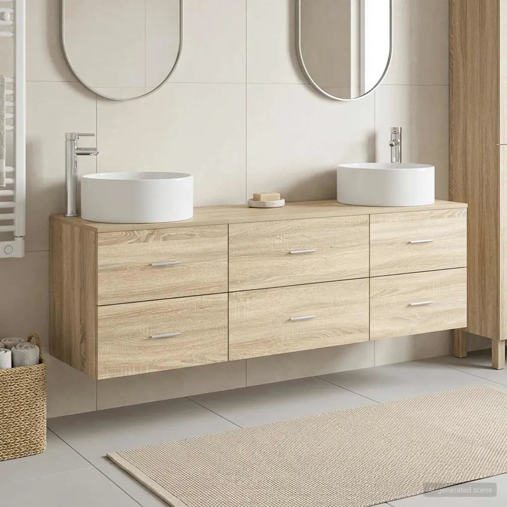 Set di mobili per il bagno 3 pz Rovere Sonoma 3405941