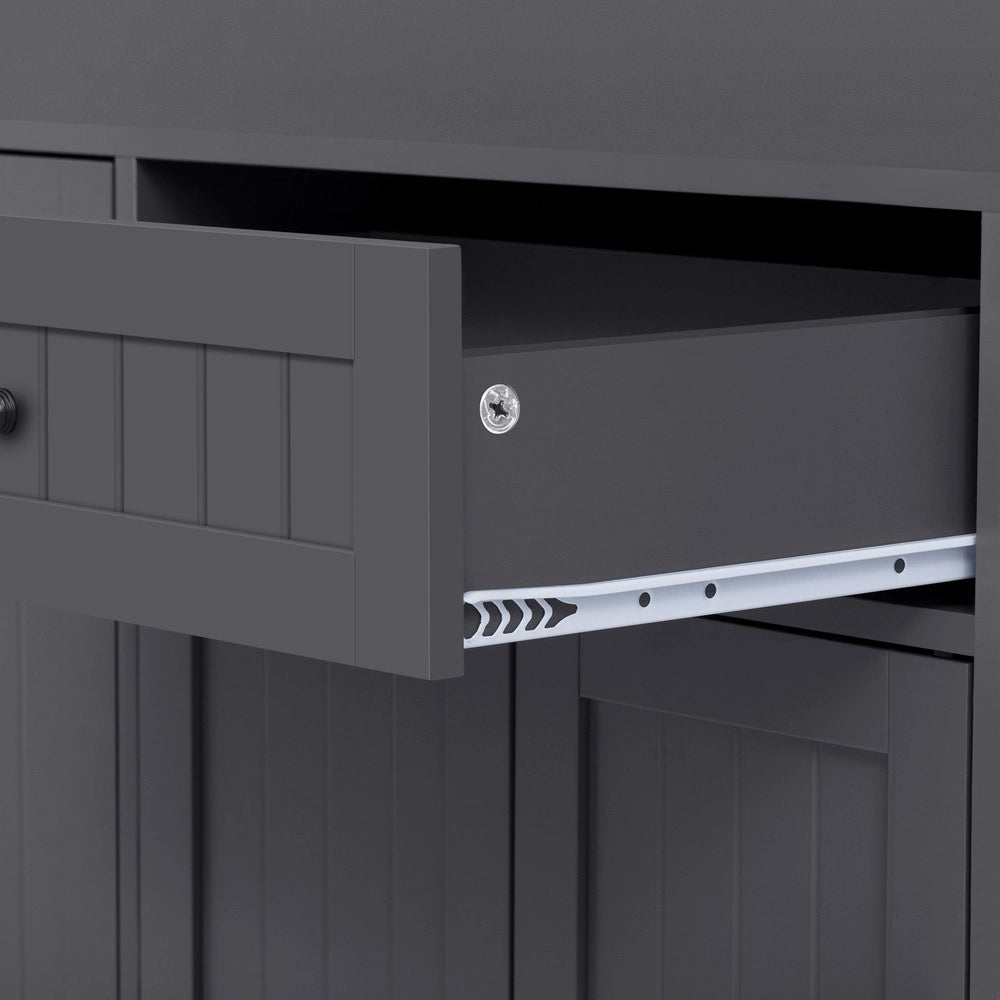 Isola da Cucina su Ruote Allungabile ¨C Xylo ¨C Grigio e Naturale, con Piano di Lavoro e Cassetti
