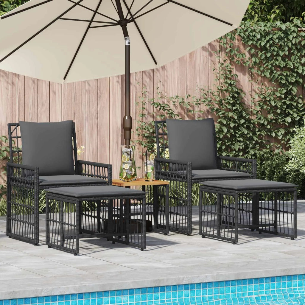 Set di Mobili da Esterno 5 pz | Set Salotto da Giardino Nero e Grigio scuro