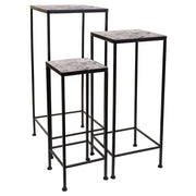 Set di 3 supporti per vasi da fiori in metallo nero