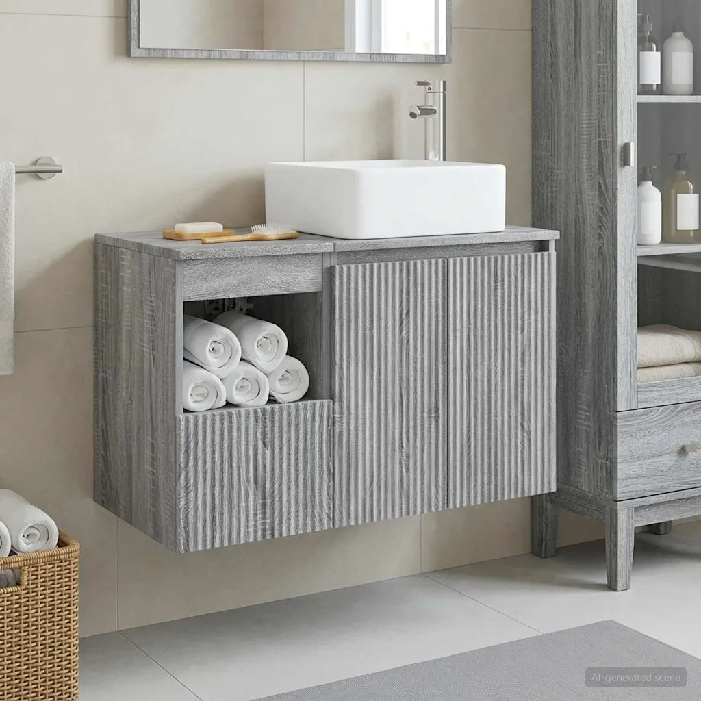 Set di mobili per il bagno 2 pz Sonoma grigio 3404050