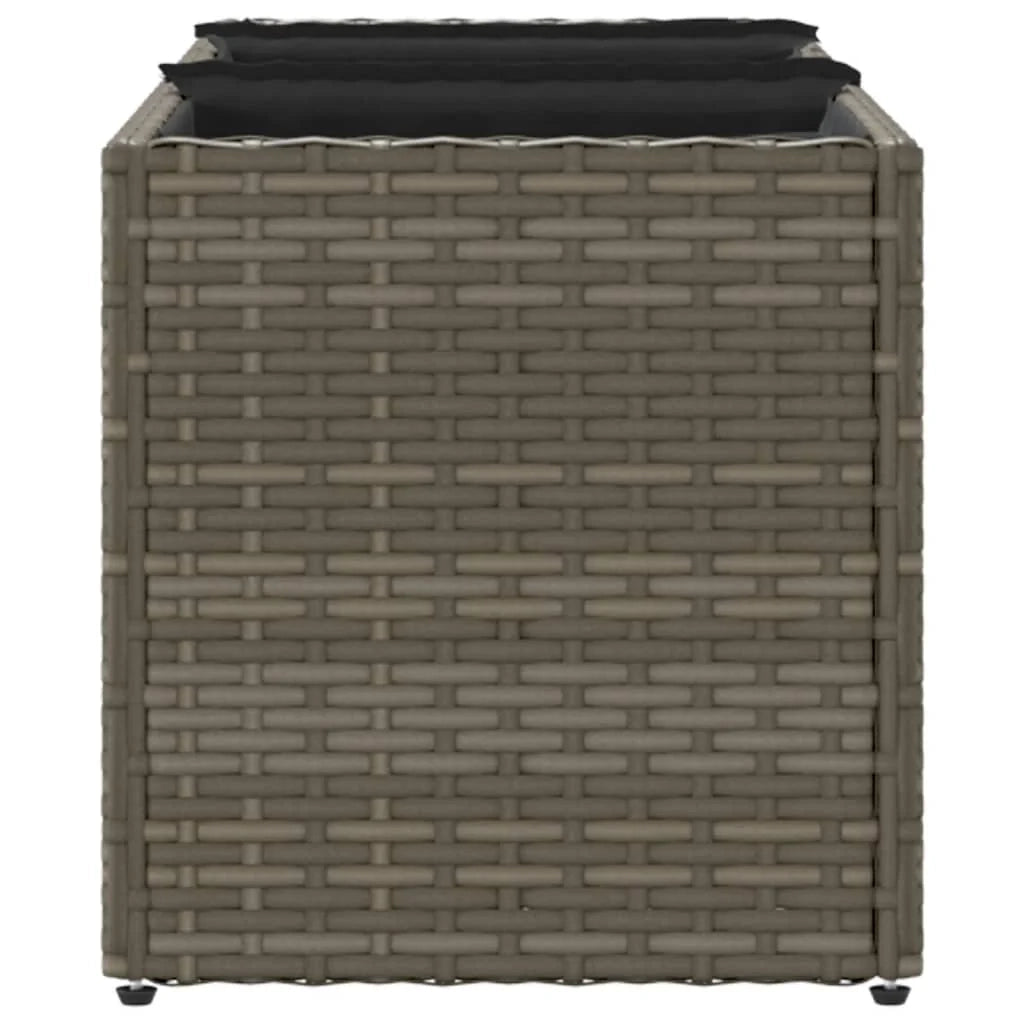 Fioriera rialzata per piante fiori giardino terrazze con 3 vasi set da 2 105 x 30 x 32 cm resina intrecciata grigia 02_0038857